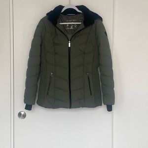 Nautica Green Puffer Jacket Weather-Resistant Insulated